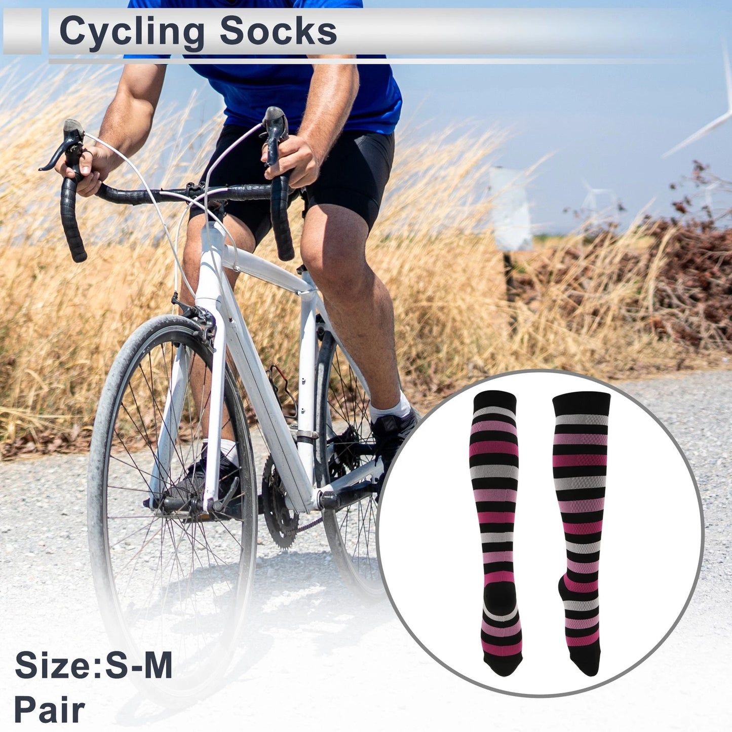 Cycling Socks Anti-friction Size S-M High-cut Purple Rose Red