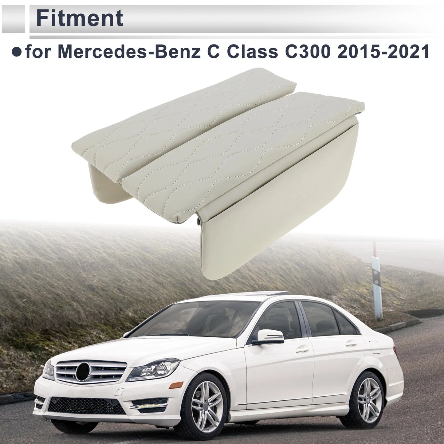 Set of 1 Center Console Cover for Mercedes-Benz C Class C300 (2015–2021) Beige