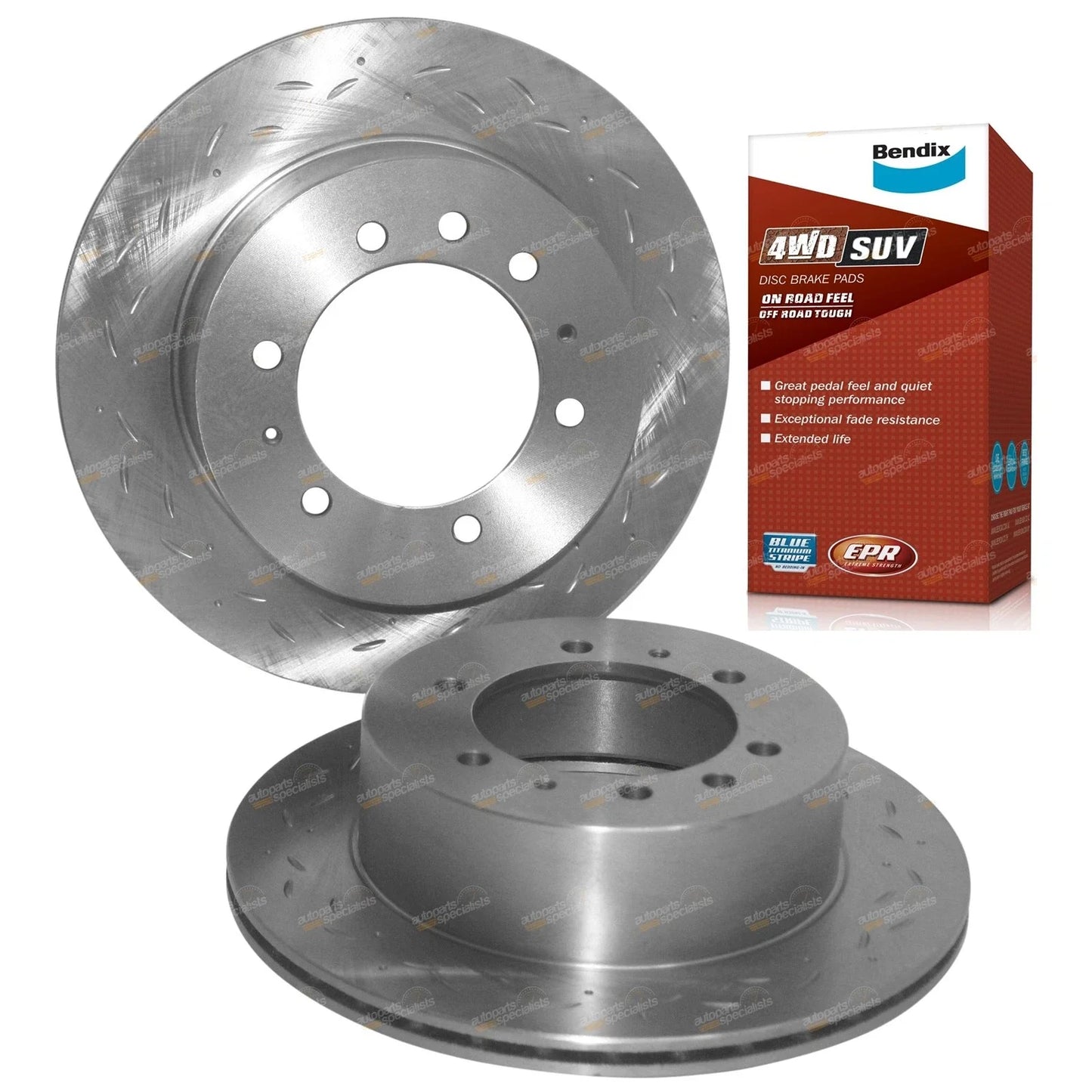 Rear Slotted+Drilled Disc Rotors for Nissan Patrol GU Y61 (1997-2010)
