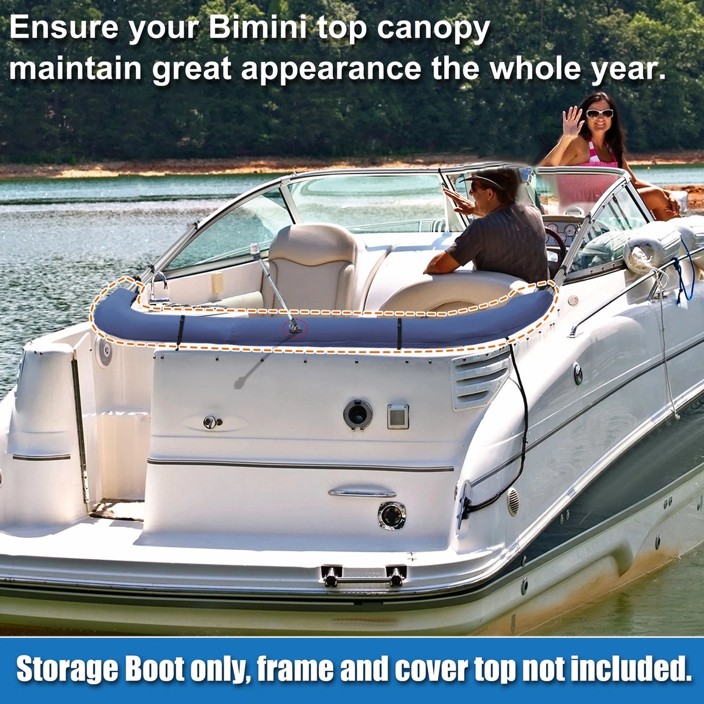 Bimini Top Storage Boot for Square Tube (600D Polyester, Waterproof)