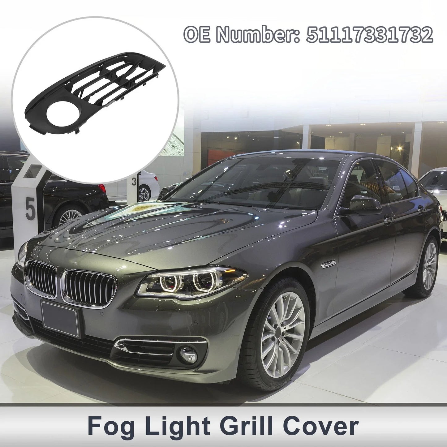 1 x Front Right Fog Light Grill for BMW 528i Black (2014 - 2016)