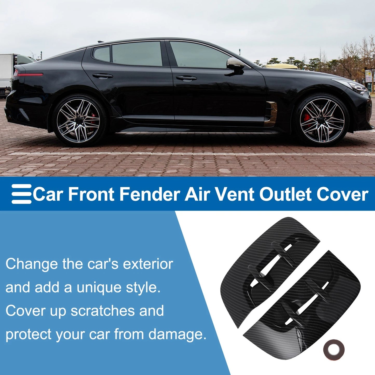 Set of 2 Front Fender Air Outlet Vent Cover Trim for Kia Stinger (2018–2023)