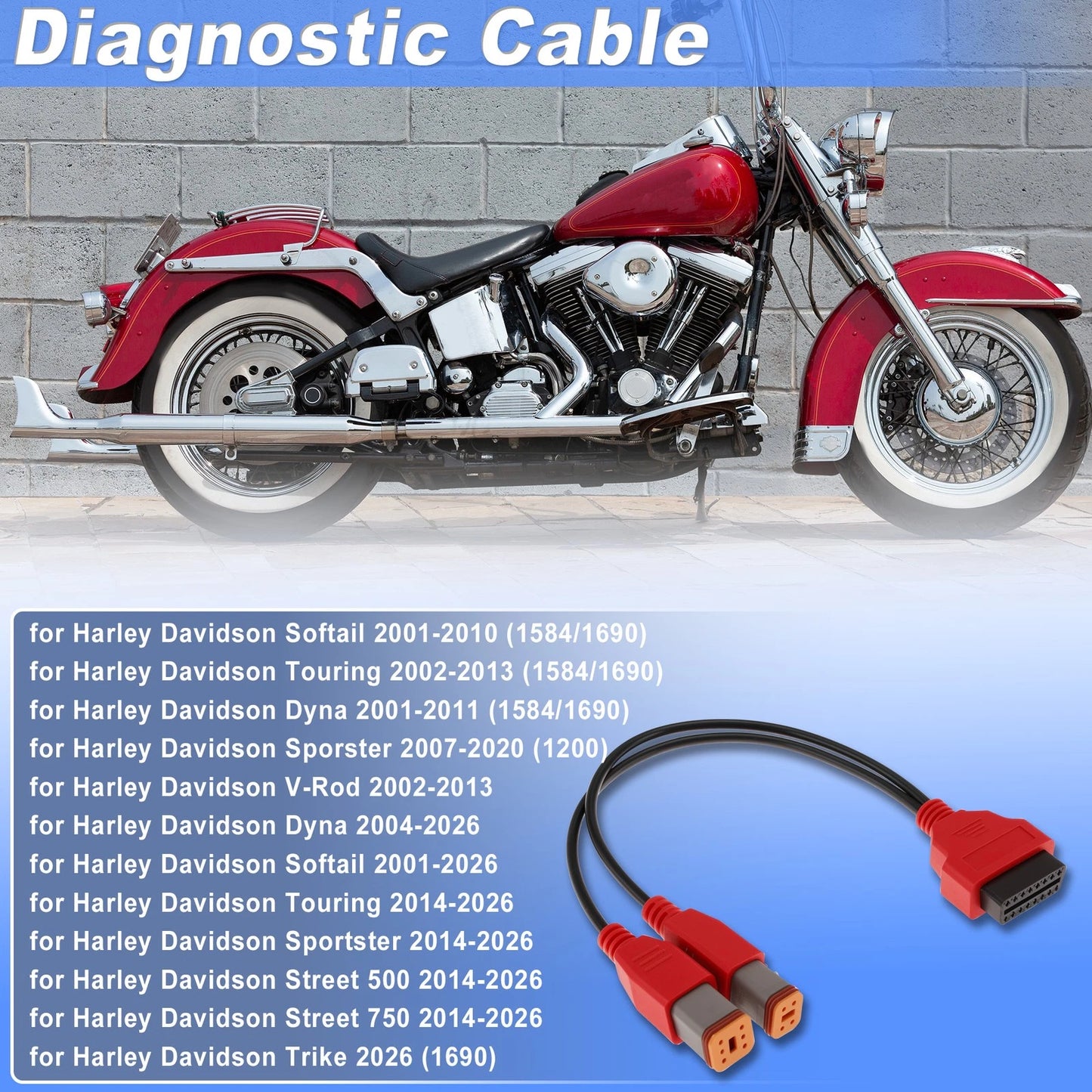 Diagnostic Cable for Harley Davidson Softail (2001–2010) 1584/1690