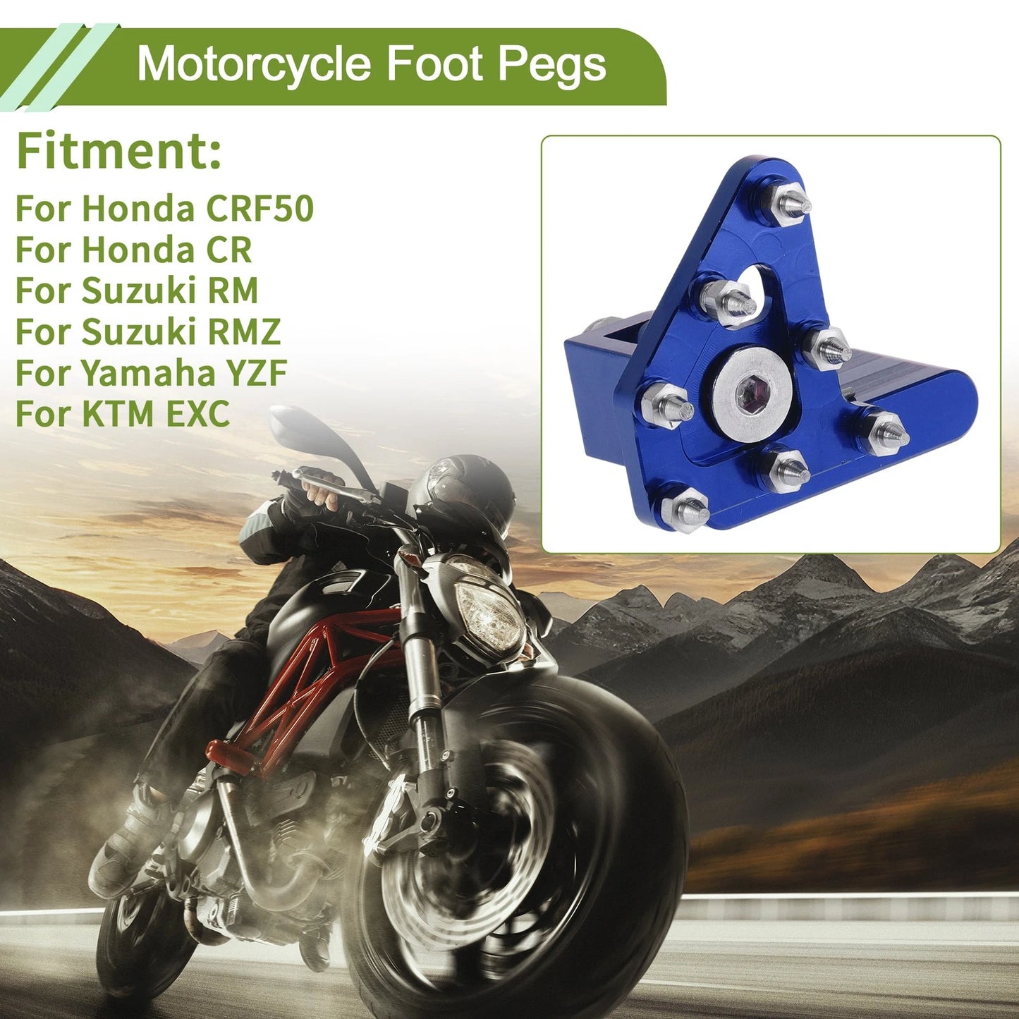 Motorcycle Foot Pegs for Honda CRF50 (2004–2023) - Blue 1 Pc