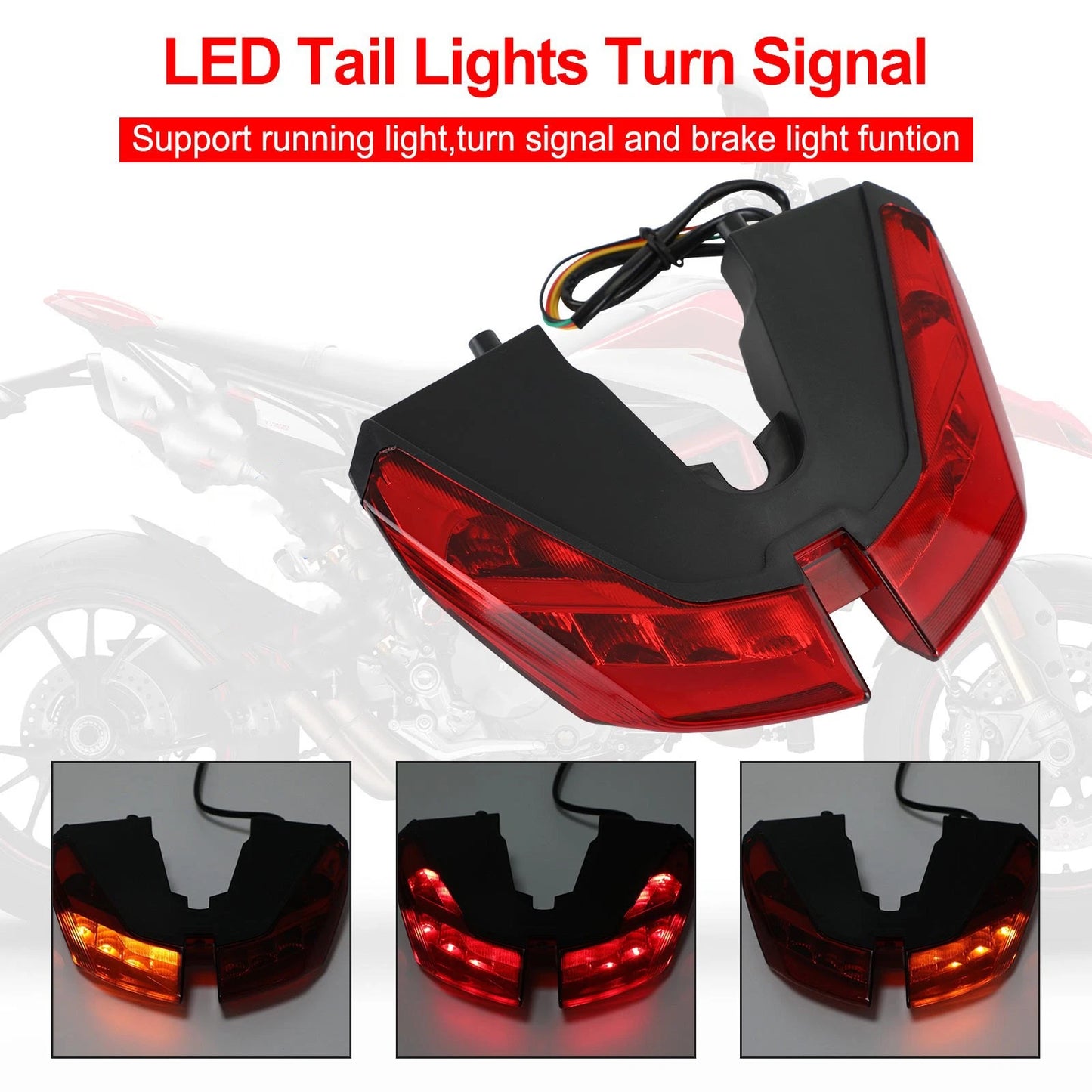 Tail Light Turn Signals for Ducati Hypermotard 821 939 950 SP (2012–2021) Red