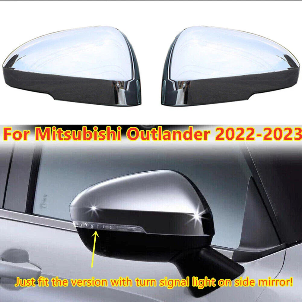 2 x Chrome Rearview Side Mirror Cover Trim for Mitsubishi Outlander (2022–2023)