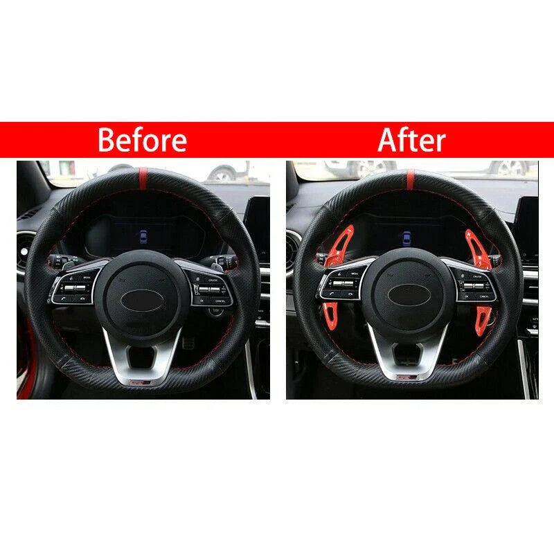 Red Steering Wheel Shift Paddle Extensions for Kia Forte (2020)