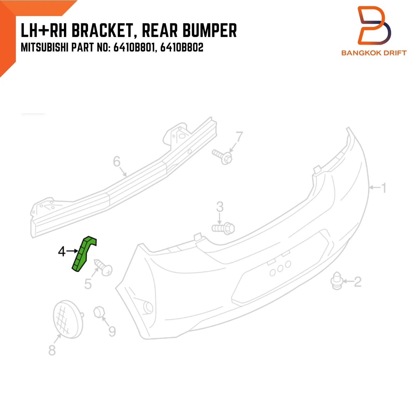 Rear Bumper Bracket Retainer for Mitsubishi Mirage Space Star (2013-2019)