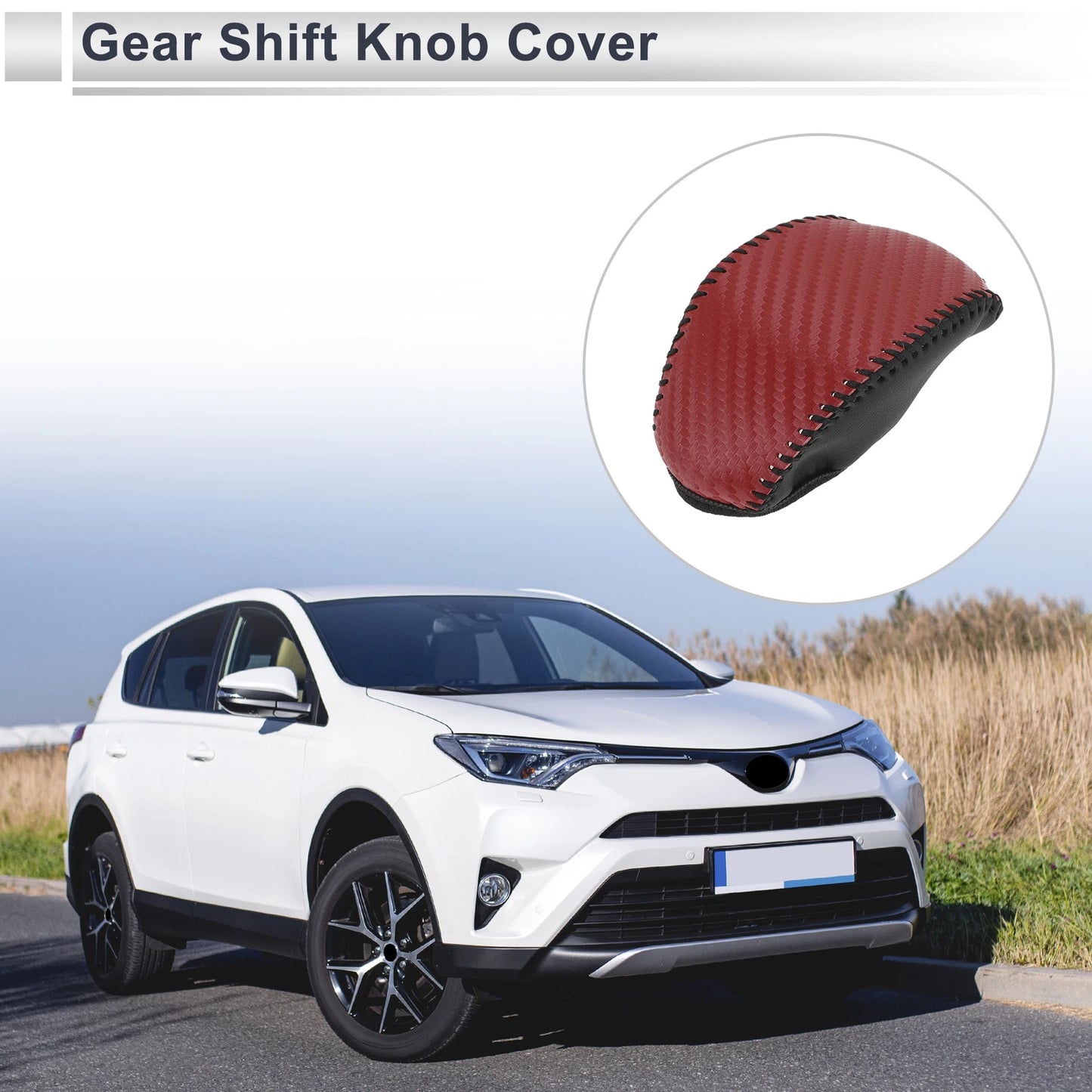 Gear Shift Knob Cover for Toyota RAV4 (2019–2024) Red Carbon Fiber