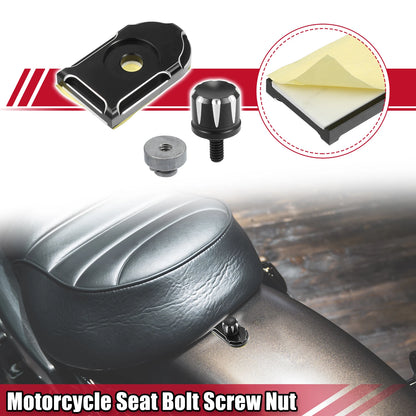 Set of 4 Seat Bolt Screws with Knob Cover Nuts for Harley Softail
