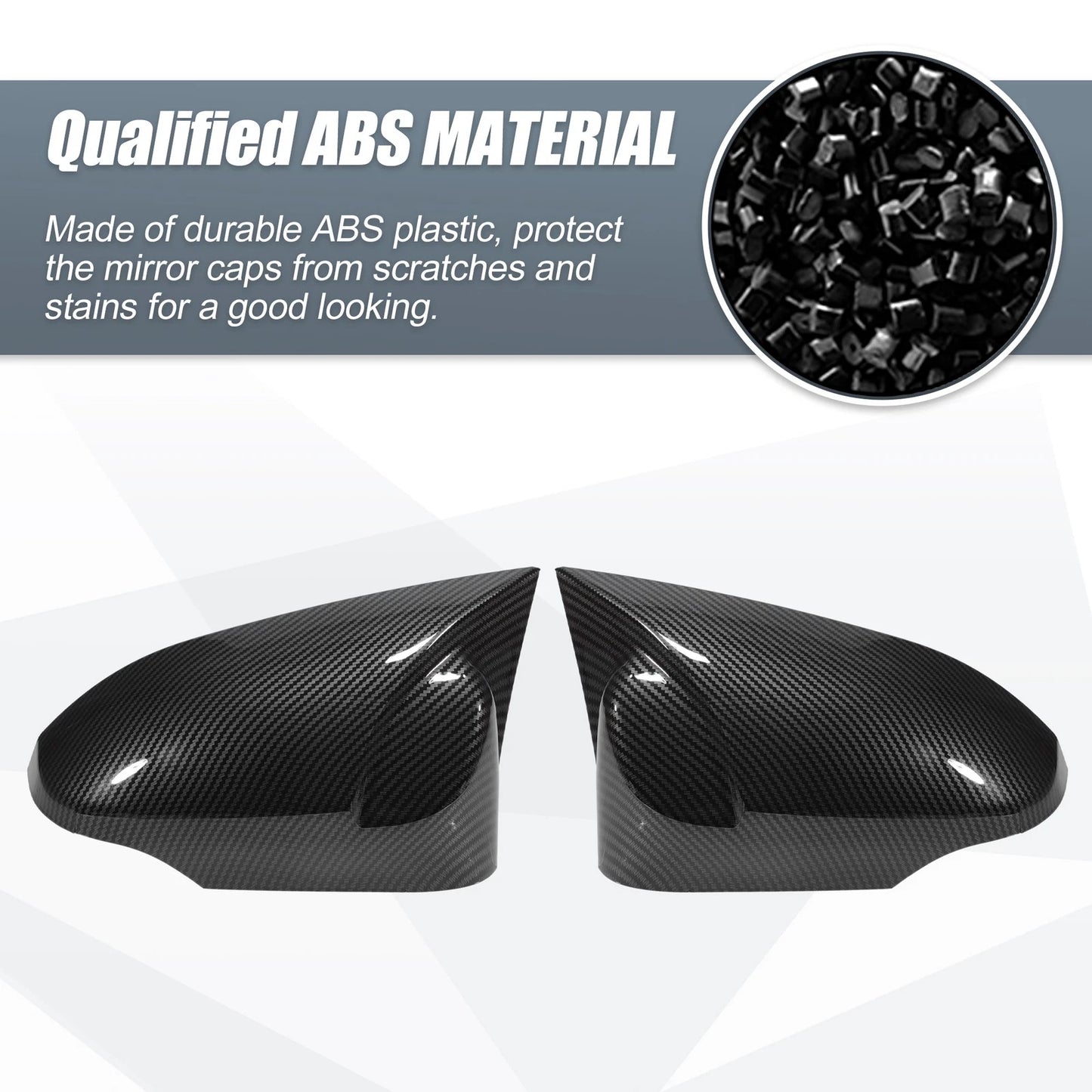 Pair Rearview Mirror Cover Overlay Black Carbon Fiber for Toyota Corolla (2014–2018)