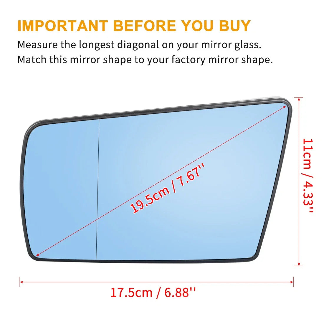 Heated Driver Left Side Mirror Glass for Mercedes-Benz C220 C280 E420 (1994-2002)