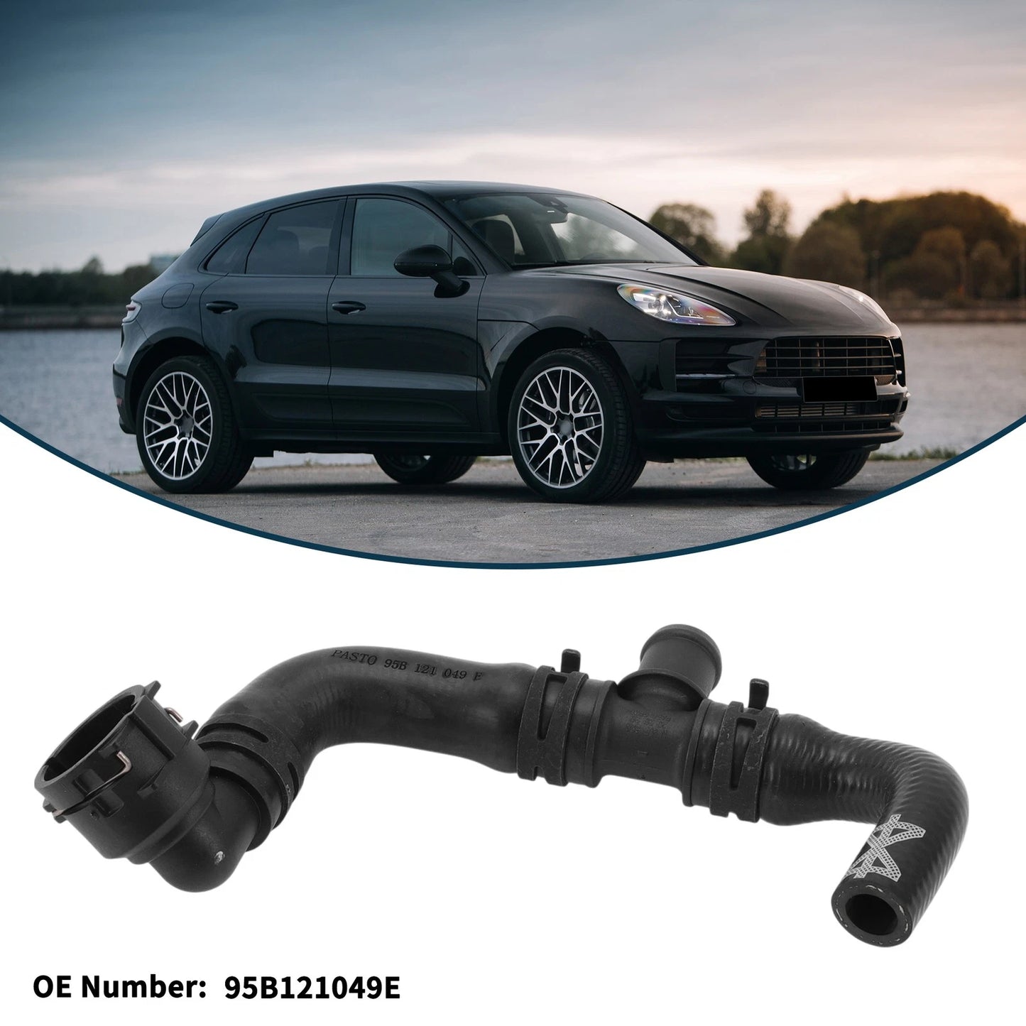 Radiator Hose for Porsche Macan (2018) No. 95B121049E Rubber