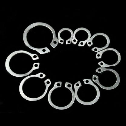 100pcs 304 SS External Circlip Ring Assortment 8-18mm for Universal