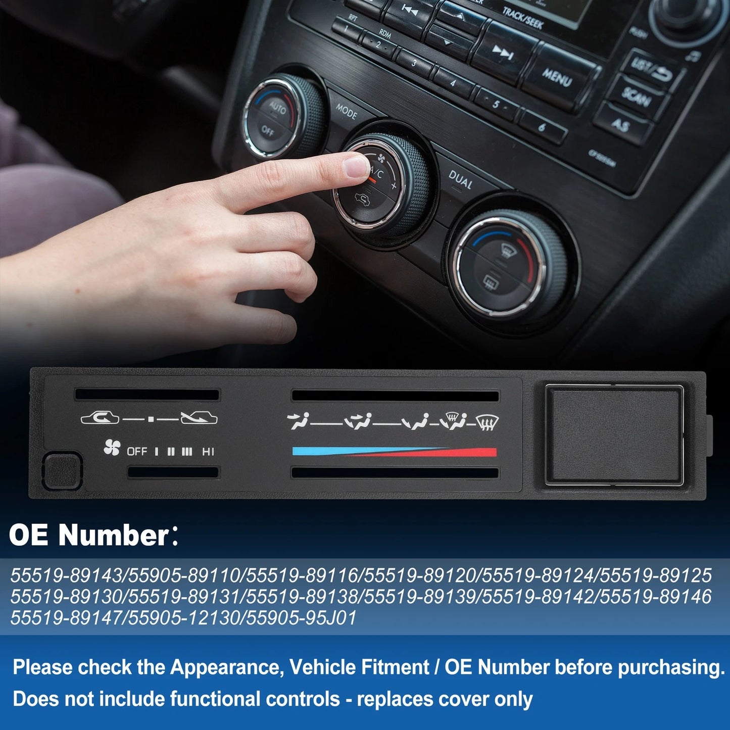 A/C Dash Climate Heater Control Panel Plate for Toyota 4Runner Pickup (1984–1989)