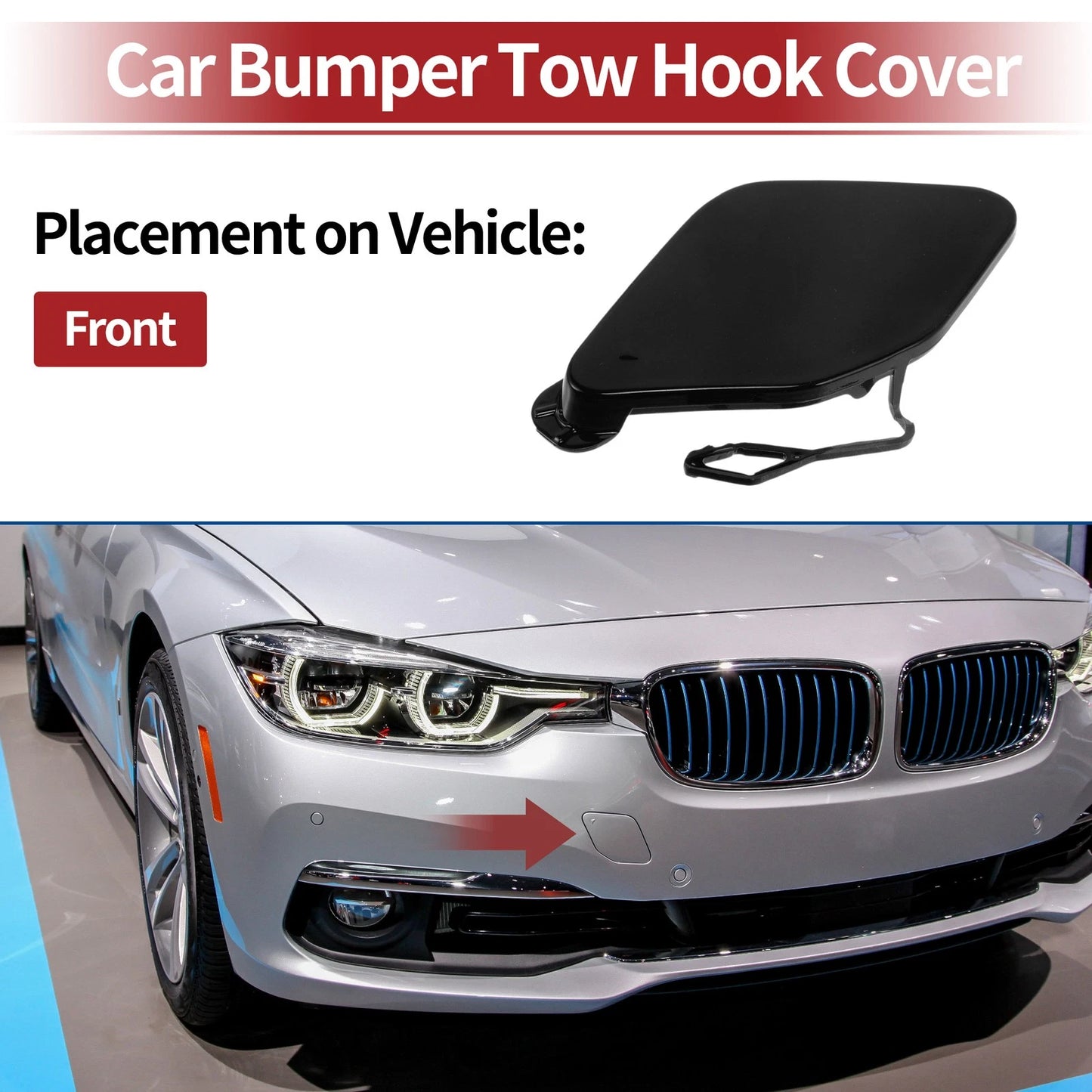 Front Tow Hook Cover for BMW 320i (2016–2018) No. 51117396837 Black