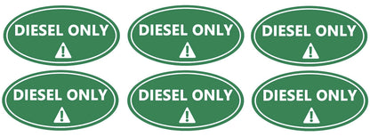 Set of 6 Diesel Only Stickers for Fuel Tank (Weatherproof Vinyl)