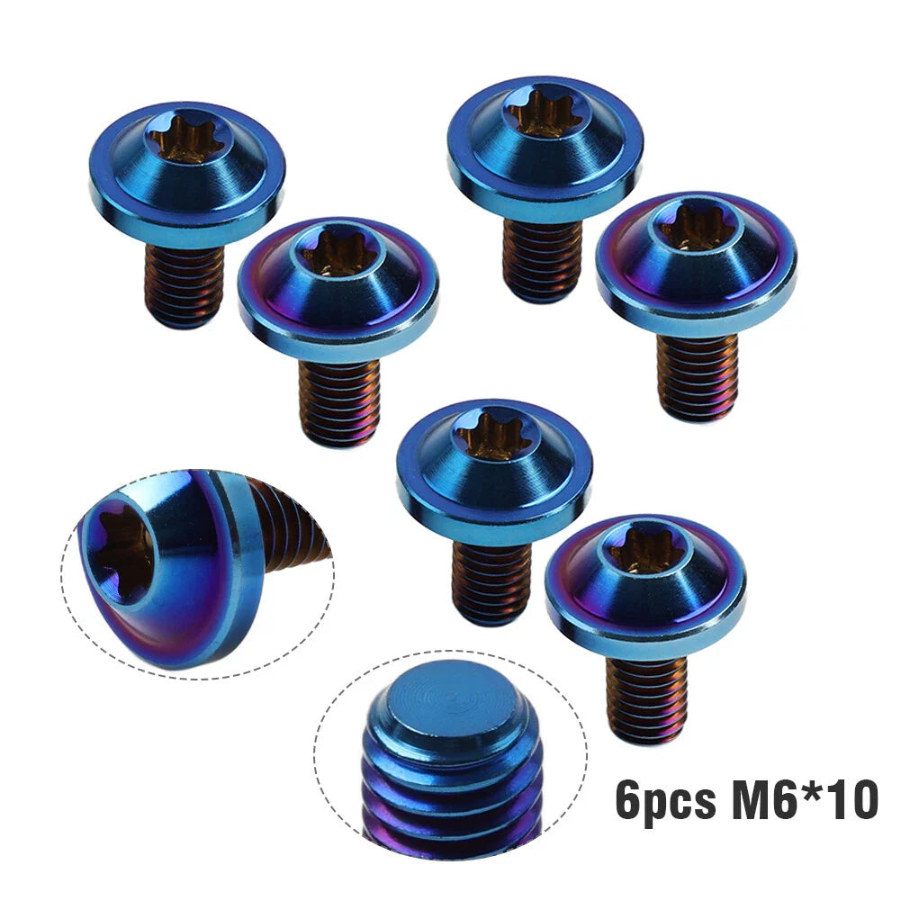 6 x M6x10mm Alloy Torx Head Screws for Bike Motorcycle - Blue