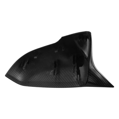 Pair Rear View Mirror Cover Shell for BMW X1 Carbon Fiber Pattern Black