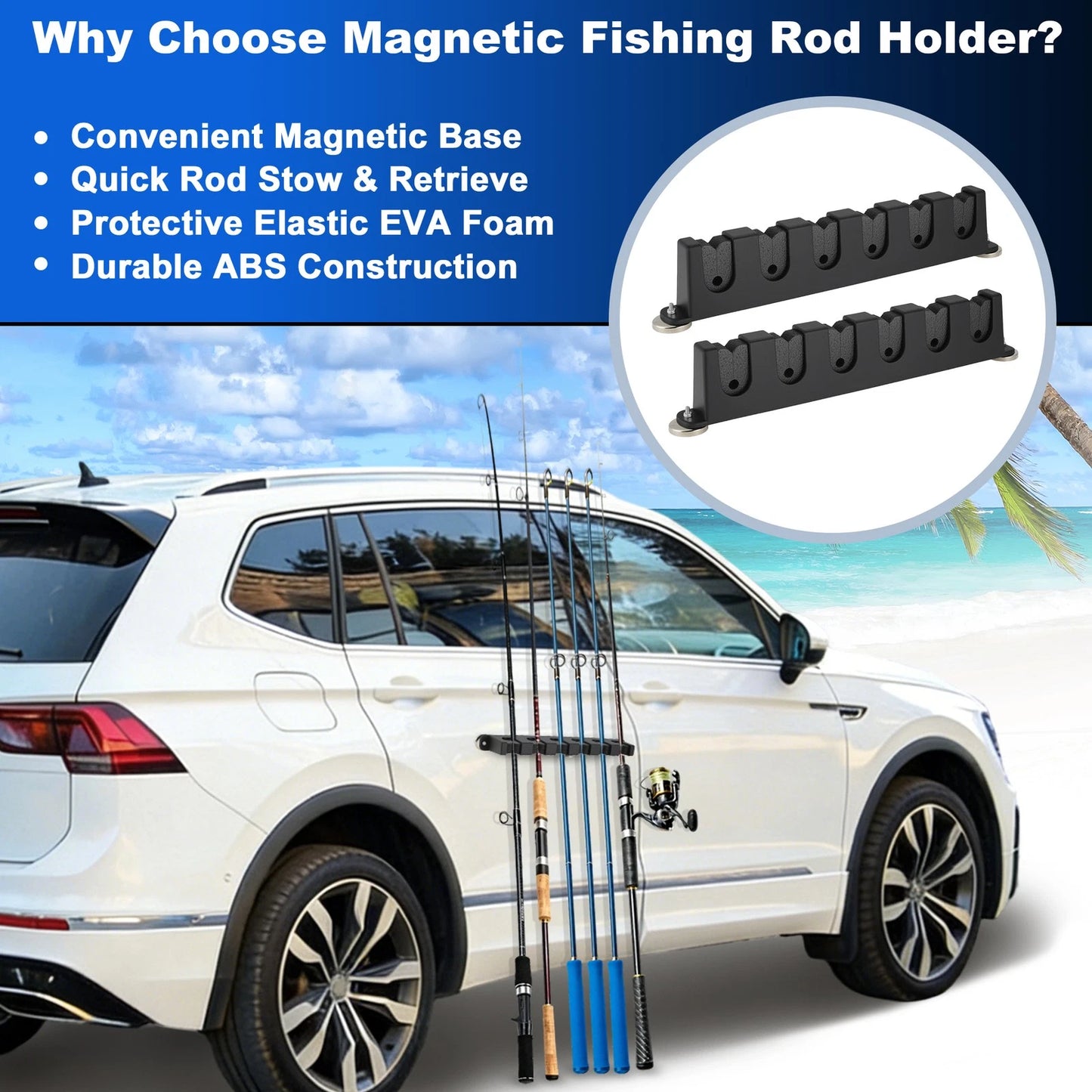2X Magnetic Fishing Rod Holder for Universal Use