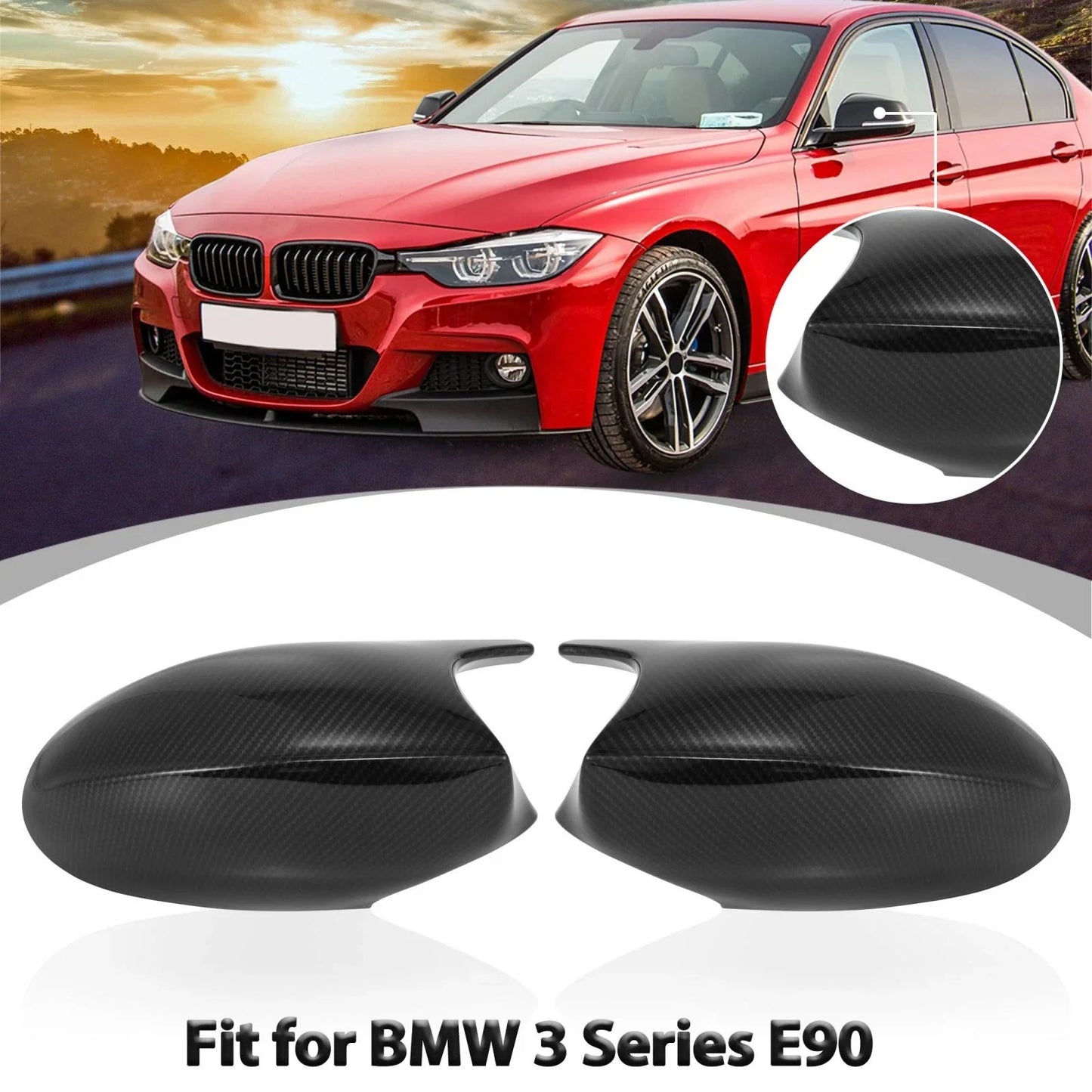 Side Wing Door Mirror Cover Cap M3 Style for BMW E90 E93 PRE-LCI