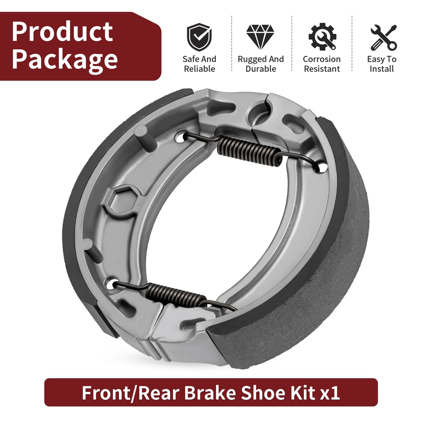 Front Brake Shoes Kit for Yamaha Moto-4 YFM200 YFM225 YFM350ER Champ 100 (1985–1999)