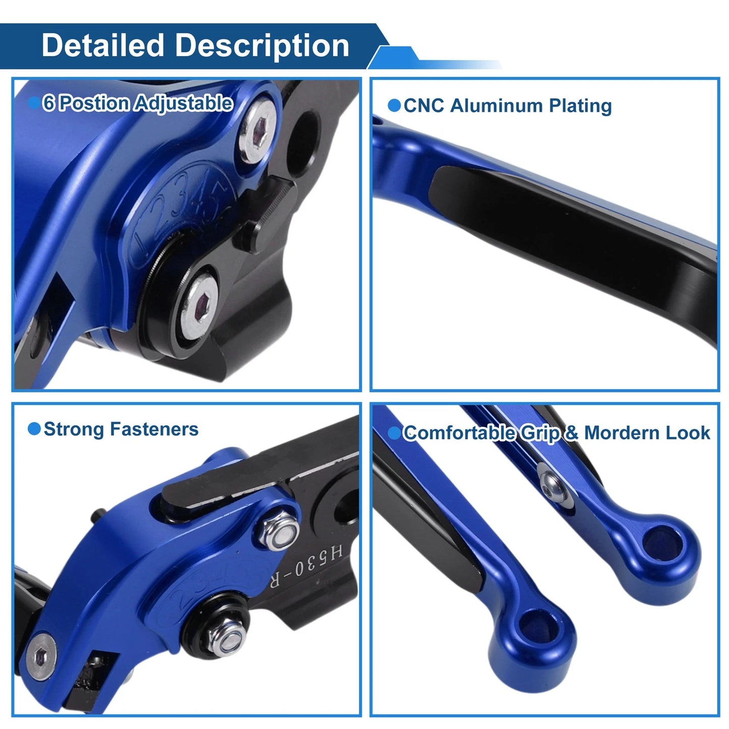 Adjustable Brake Clutch Lever for Yamaha TMAX560 (2019–2020) Blue Black