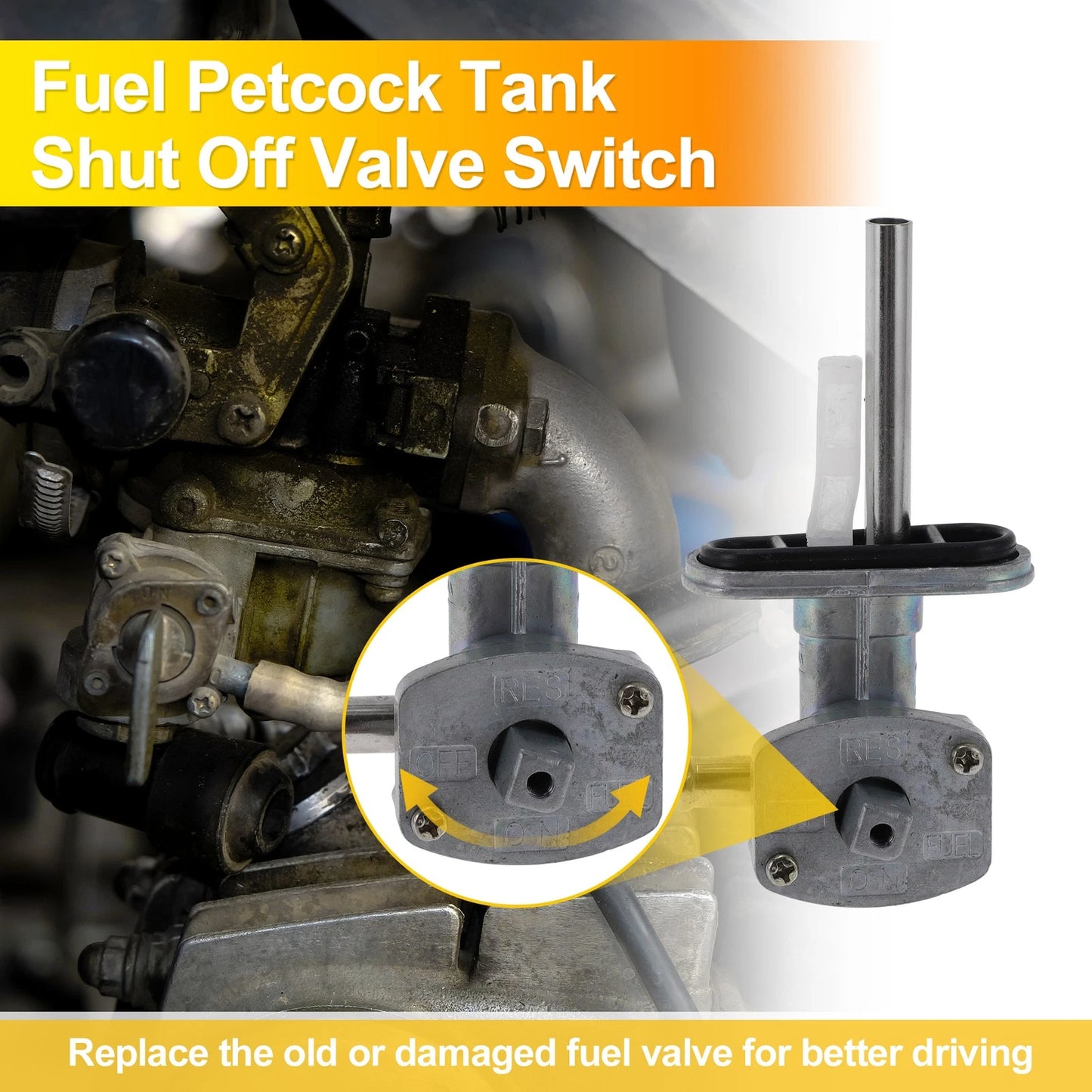 Fuel Valve Petcock Gas Tank Switch for Yamaha Kodiak 400 (1993–1999)