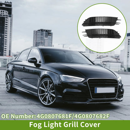 1 Pair Front Fog Light Grill for Audi A6 C7 (2012–2015) No. 4G0807681F Black