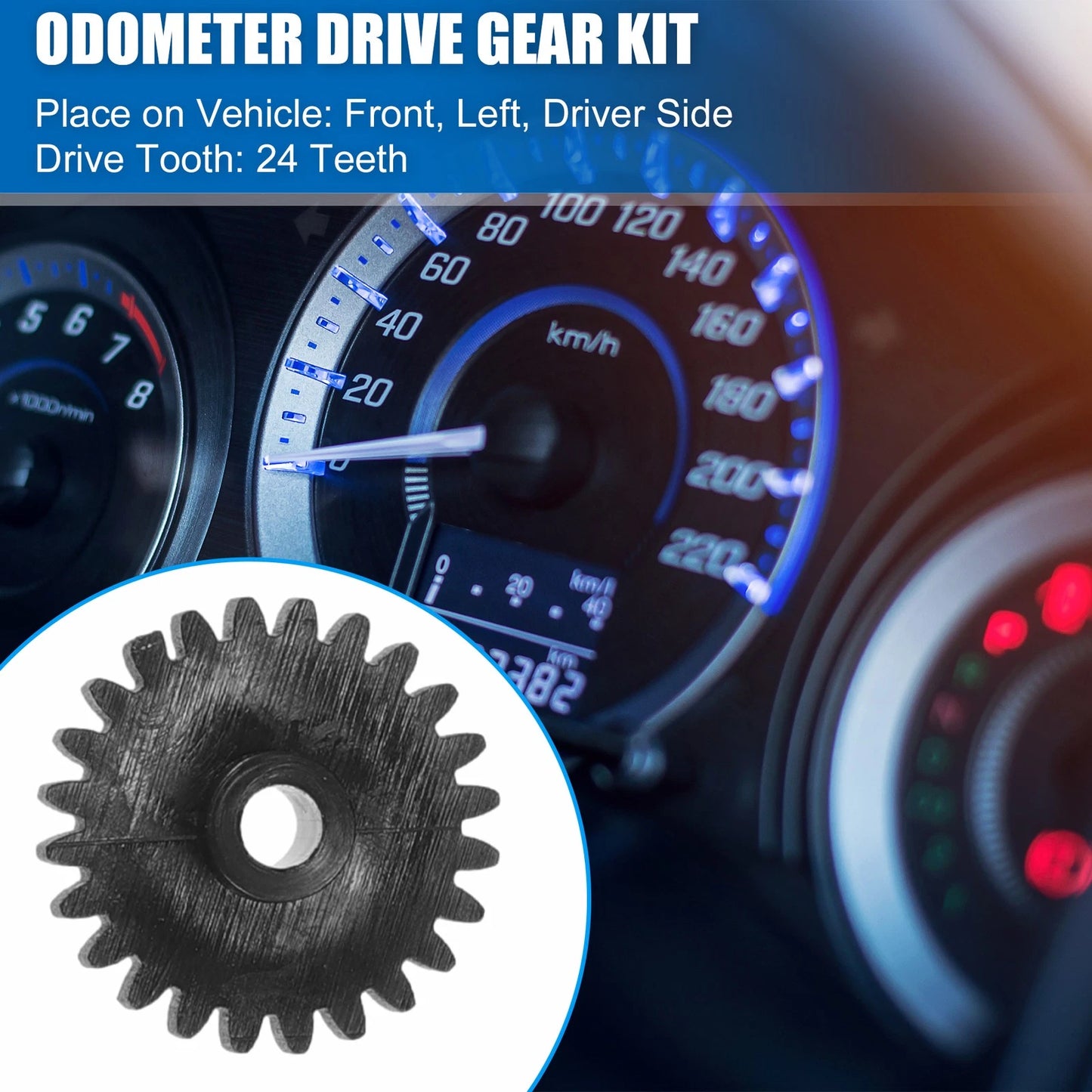 24 Teeth Odometer Repair Gear for Chevrolet GM Models (Plastic Black)