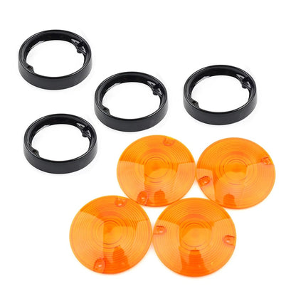 Set of 4 Turn Signal Light Lens Cover Bezel Visor Ring for Harley (1986–Present)