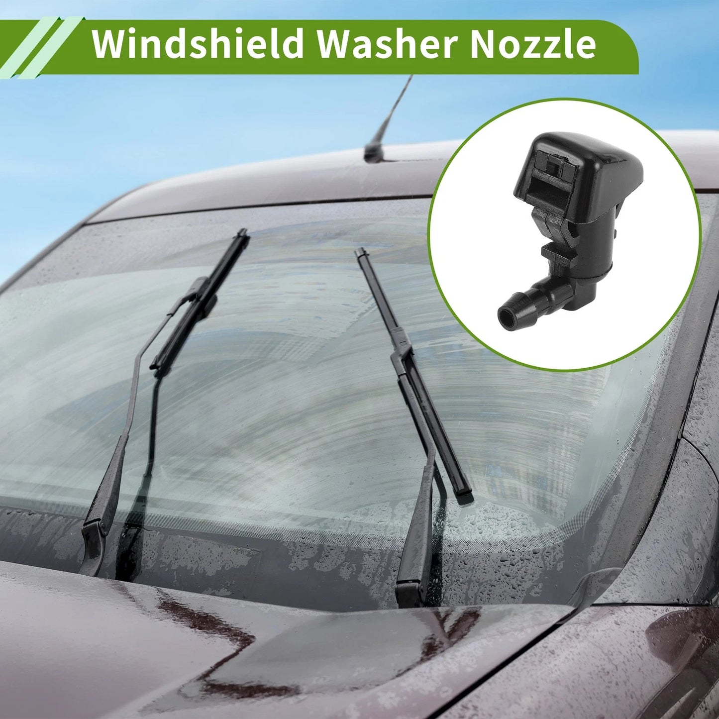 Set of 1 Windshield Washer Nozzle w/ Hose Connector for Ford (No. 8L8Z17603AA)