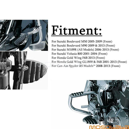 Chrome Wing Style Foot Pegs for Suzuki Boulevard M50, M90 & Honda Gold Wing GL1800 (2006-2023)