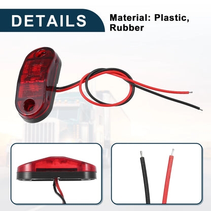 Set of 4 Universal LED Trailer Lights 24V Rubber Oval Waterproof Red