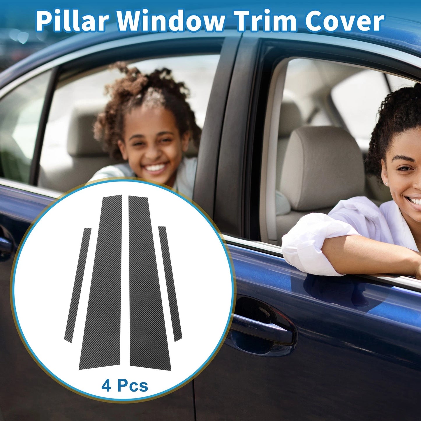 Set of 4 Door Pillar Window Trim for VW Jetta (2013–2015) Carbon Fiber