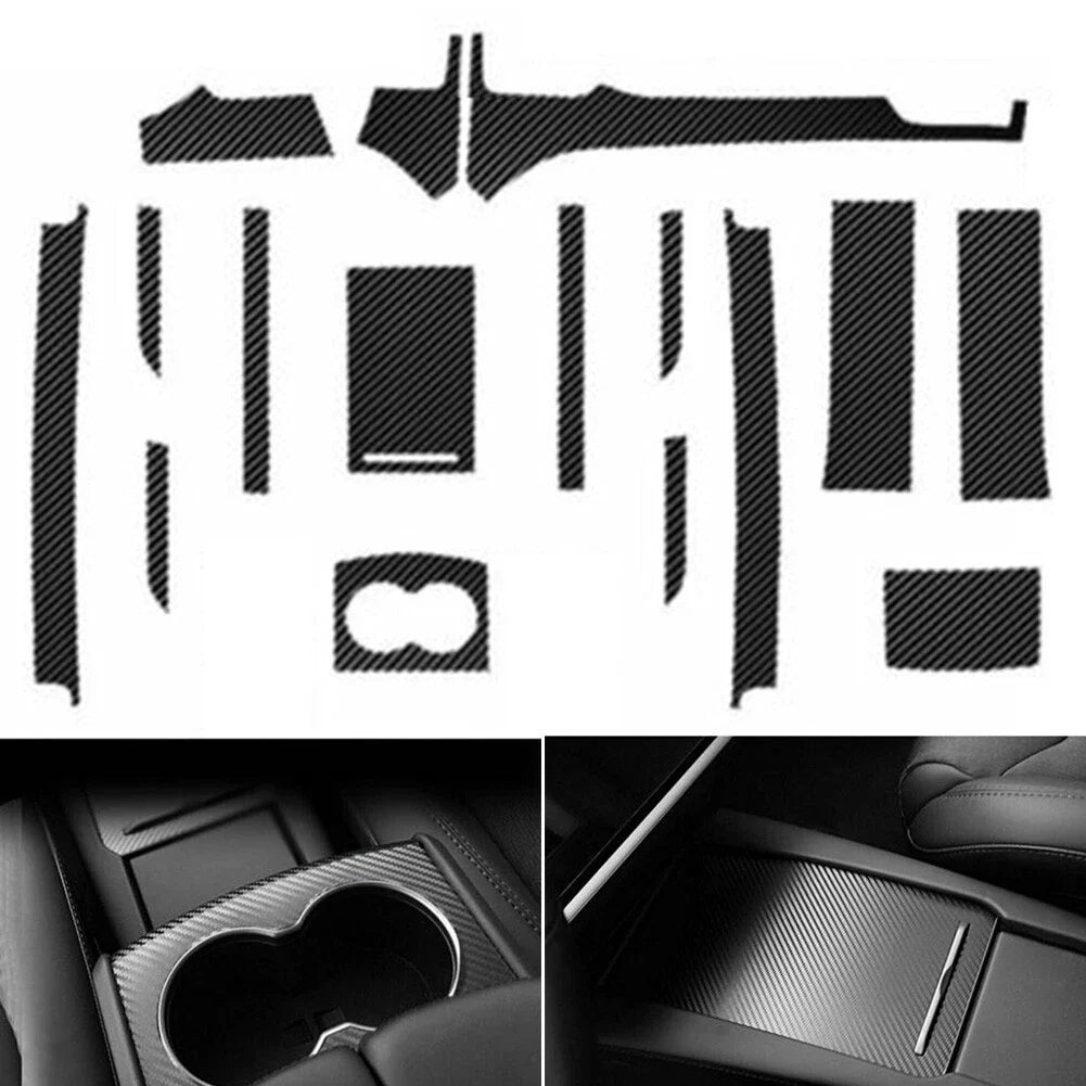 Carbon Fiber Center Console Wrap Vinyl Sticker Trim for Tesla Model X/S