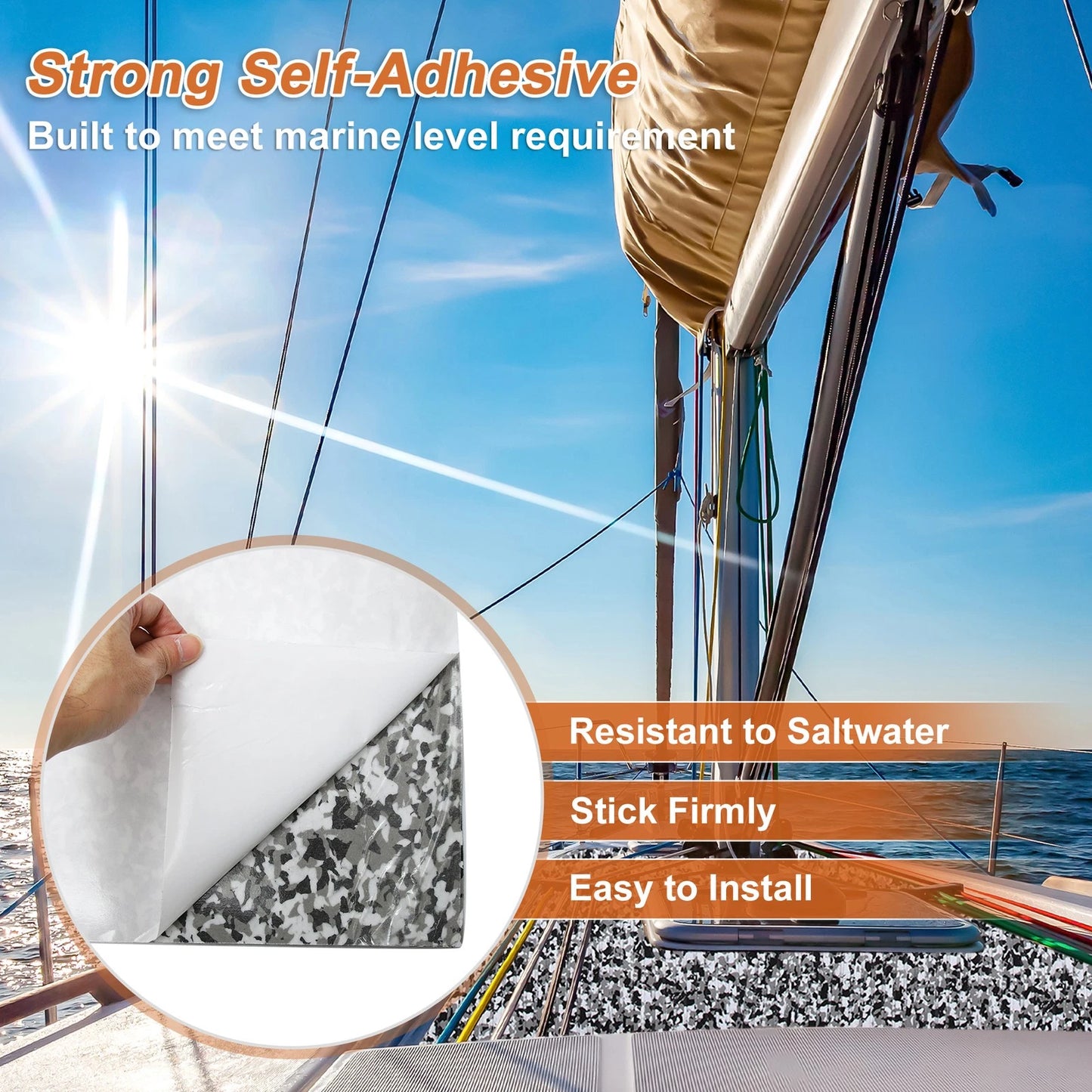 EVA Camouflage Boat Flooring Strip 48.03"L x 15.75"W for Marine Use