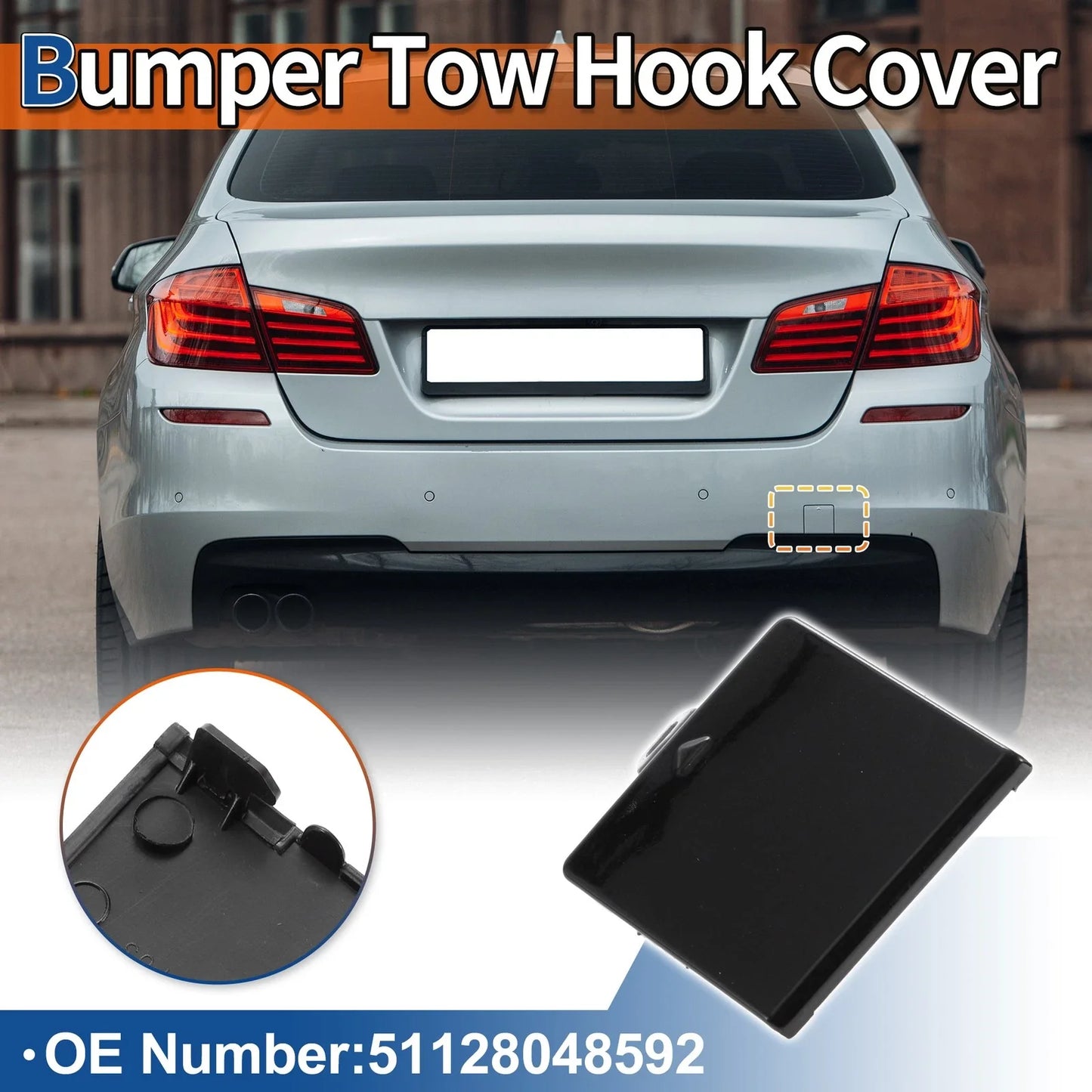 Tow Hook Cover for BMW 5 Series Black Sapphire