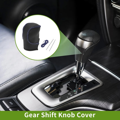 1 Pc Gear Shift Knob Cover Black Blue Faux Leather for Honda Civic (2022-2024)