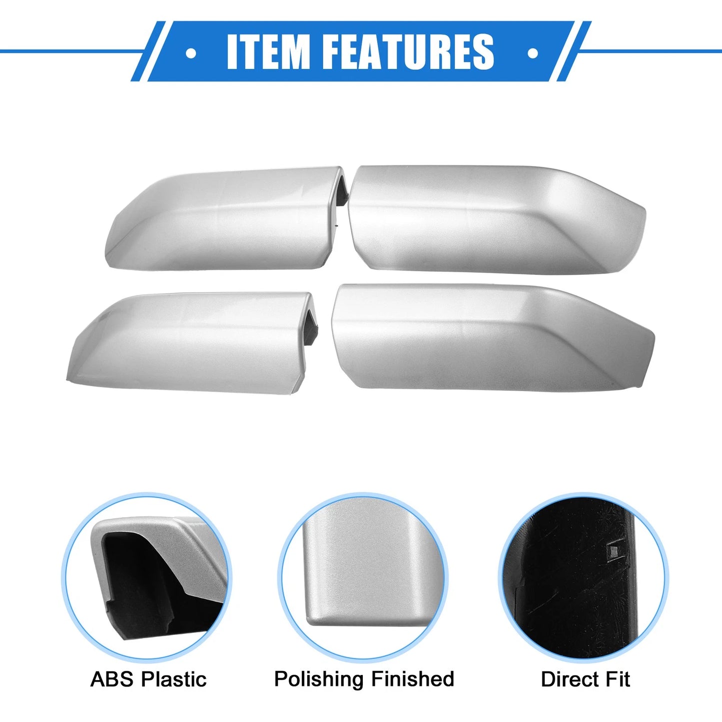 Set of 4 Roof Rack Side Rails End Covers for Toyota 4Runner (2010–2022) Silver Tone
