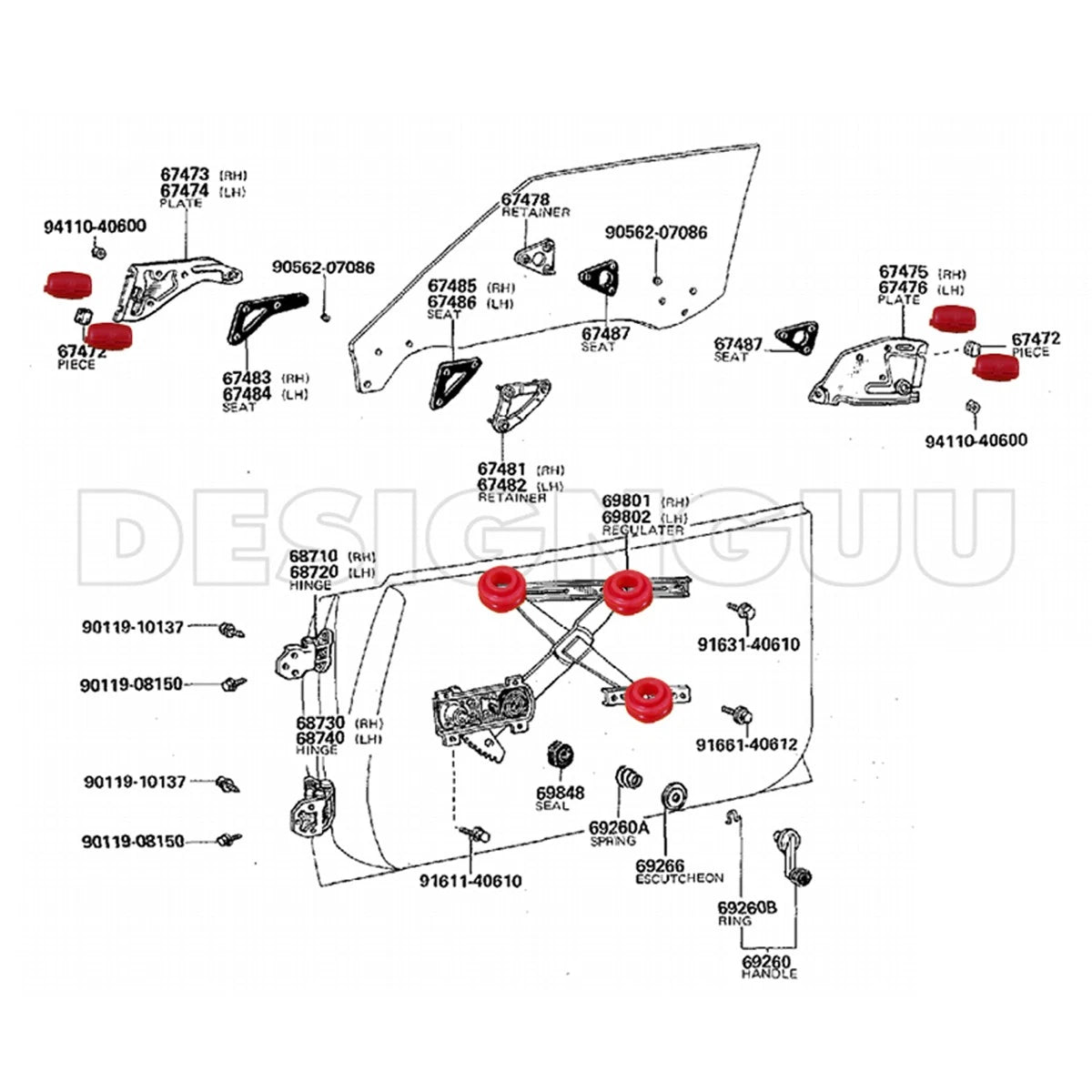 Window Roller Bush for Toyota Celica (TA22–TA29)