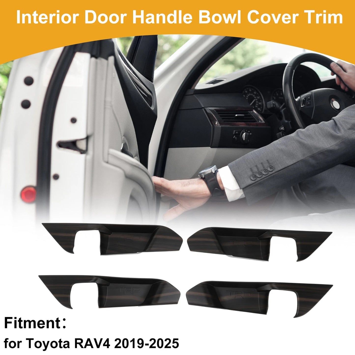 Interior Door Handle Bowl Cover Trim for Toyota RAV4 (2019–2025) Mahogany Brown