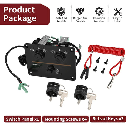 12V Dual Engine Key Switch Panel for Yamaha Outboard