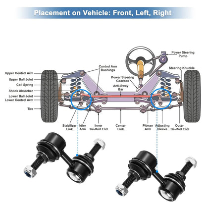 2 x Front Sway Bar Links for Honda 1997-2001 Stabilizer Link Black