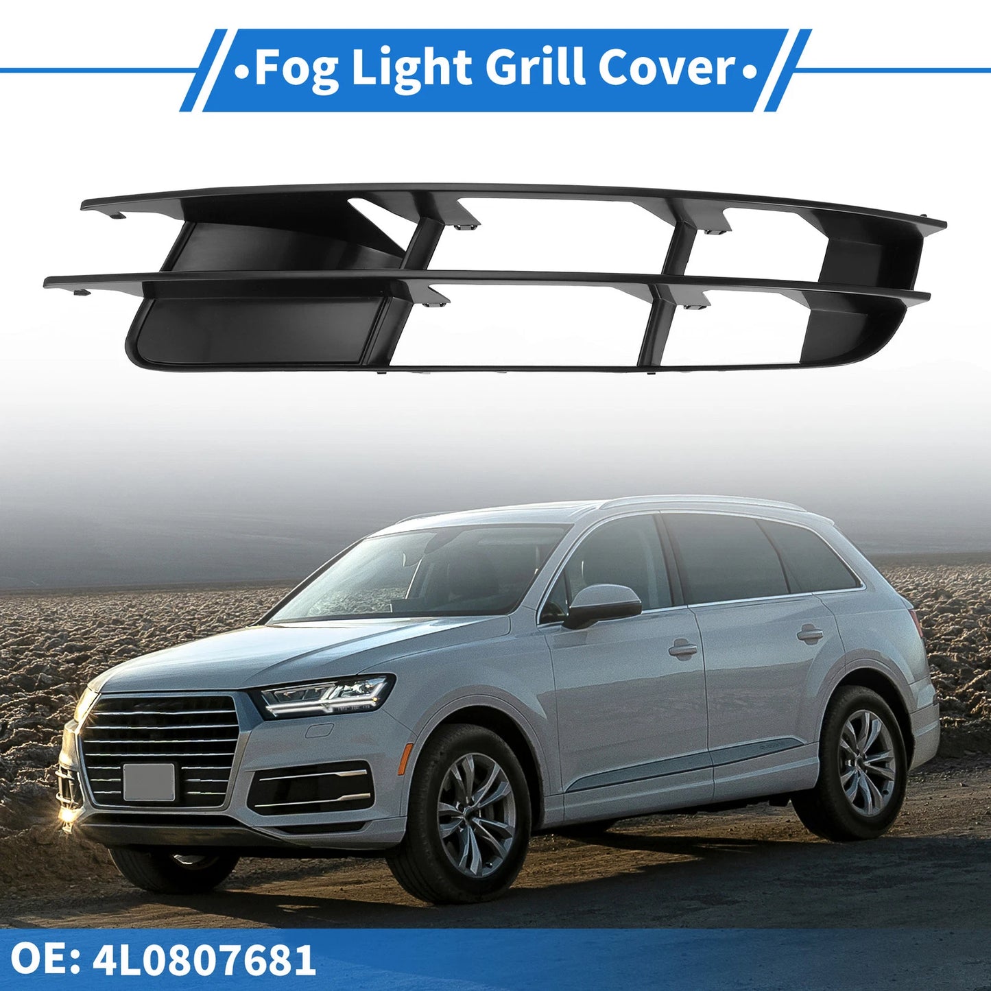1pc Fog Light Grill for Audi Q7 (2007–2009) No. 4L0807681 ABS Black