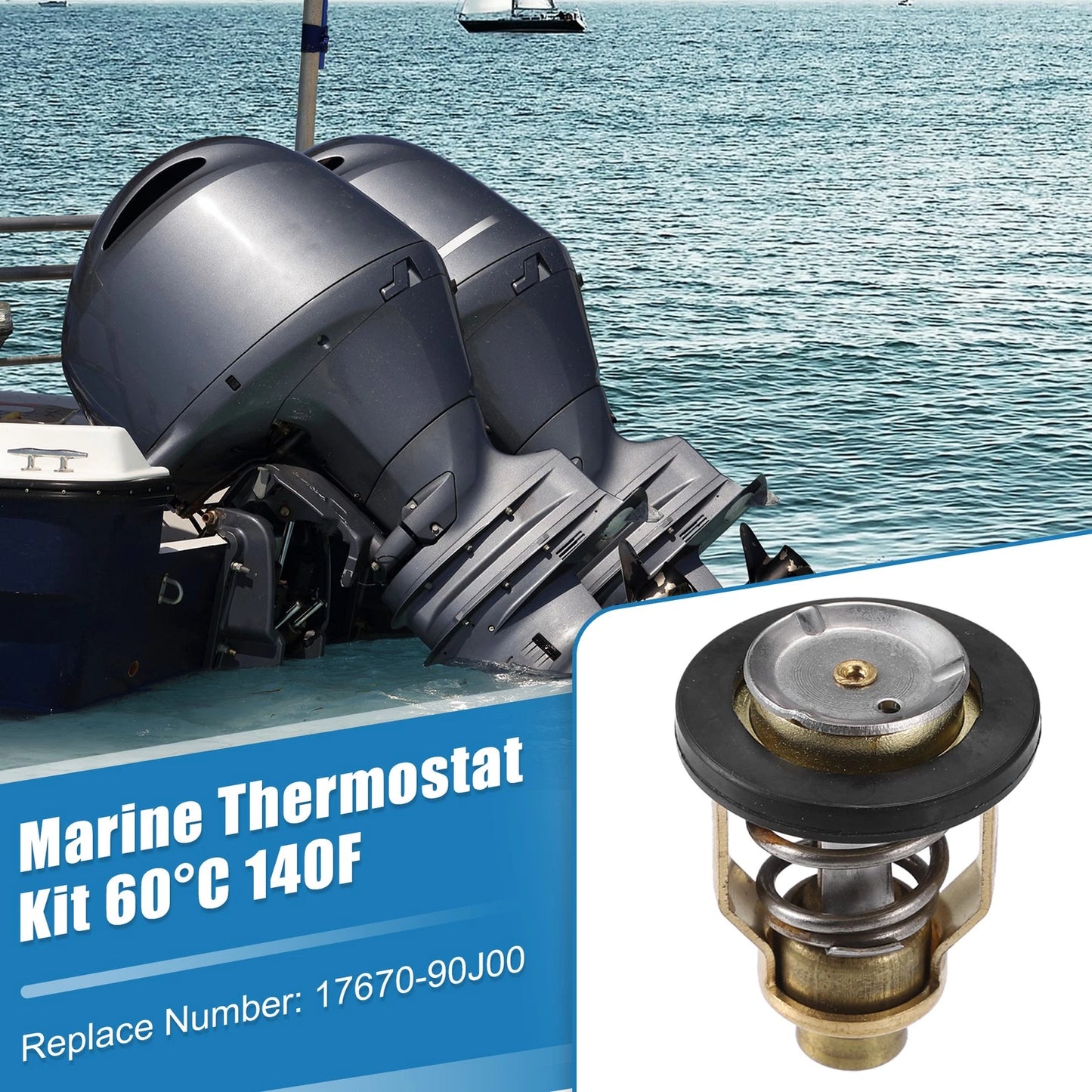 60C 140F Marine Thermostat Kit w/ Seal for Suzuki Yamaha Outboard