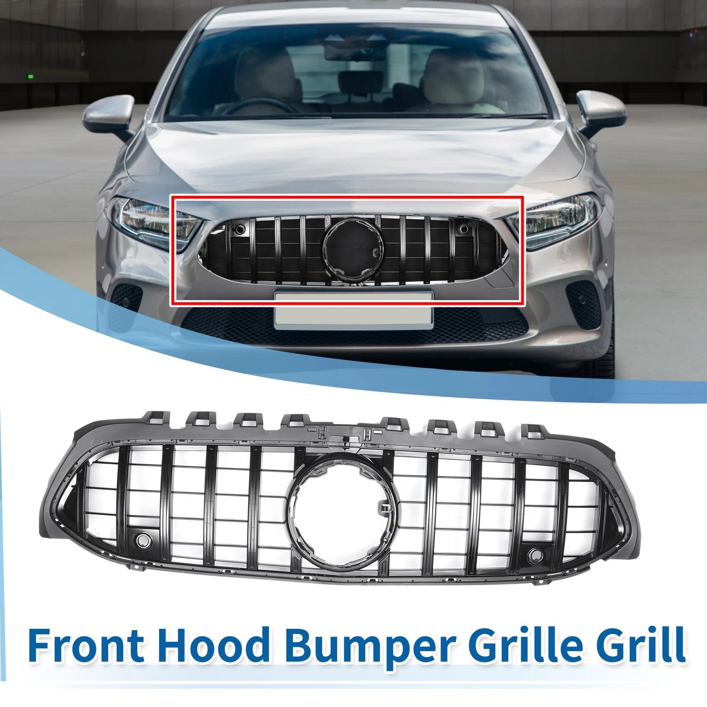 Front Upper Bumper Grille for Mercedes-Benz (with Hole)