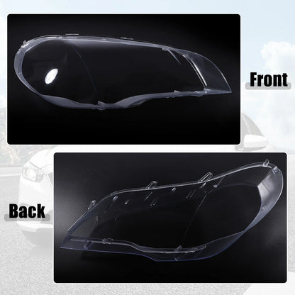 Pair Front Headlight Lens Cover Cap for BMW X5 E70 (2007-2013)