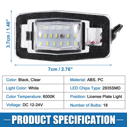 1 Pair White LED License Plate Light Assembly YL8Z13550AA for Mazda