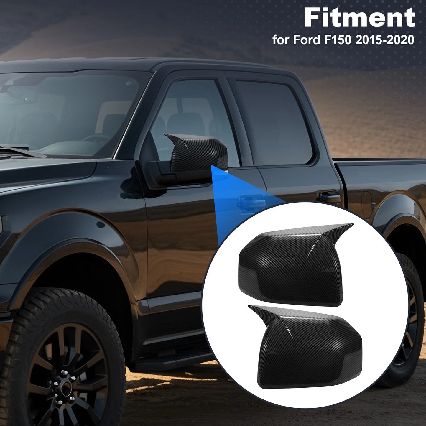 2X Rear View Mirror Cover Caps for Ford F150 (2015–2020)